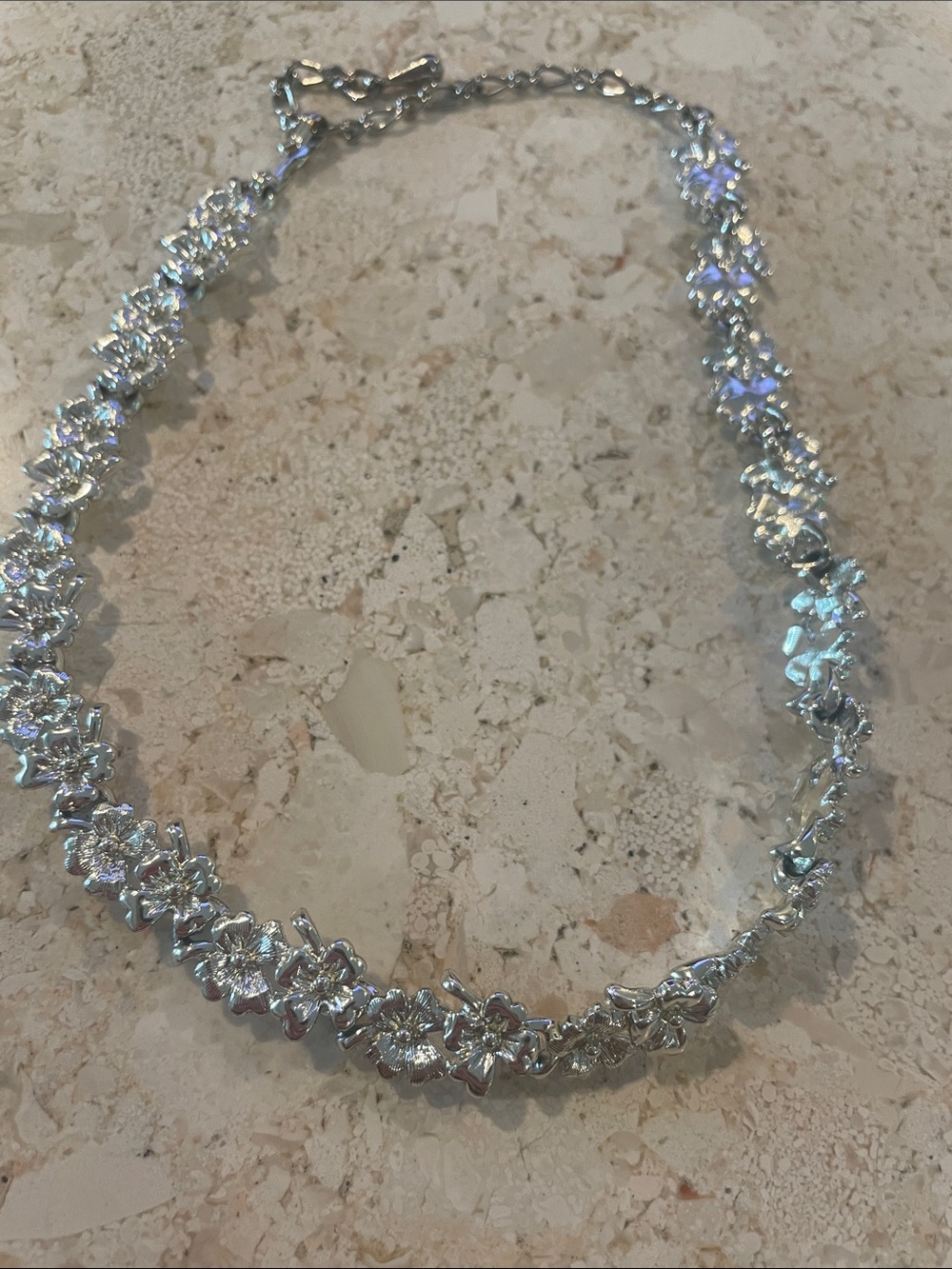 Silver Floral Chain Necklace - Women's Jewelry